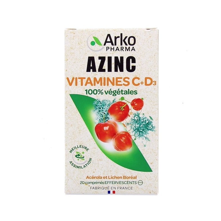 Azinc Vitamine C+D3 x20cpr effervescents Arkopharma