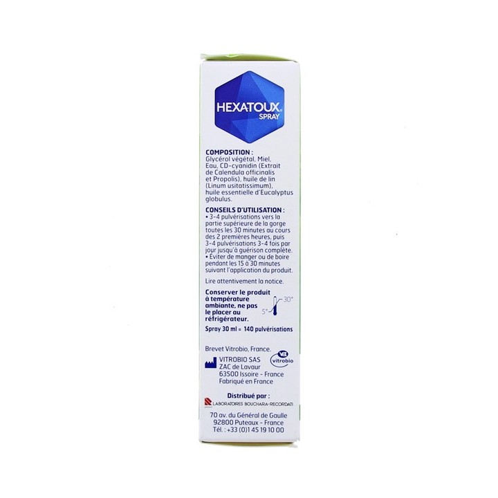 Hexatoux Spray Miel 30ml - Médicament Rhume