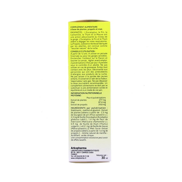 Arkoroyal Spray Gorge Propolis 30ml - Arkopharma - Nez et gorge