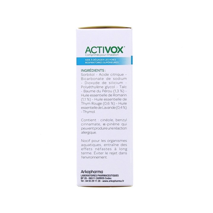 Activox 20Cpr pour inhalation - Arkopharma - Médicament Rhume