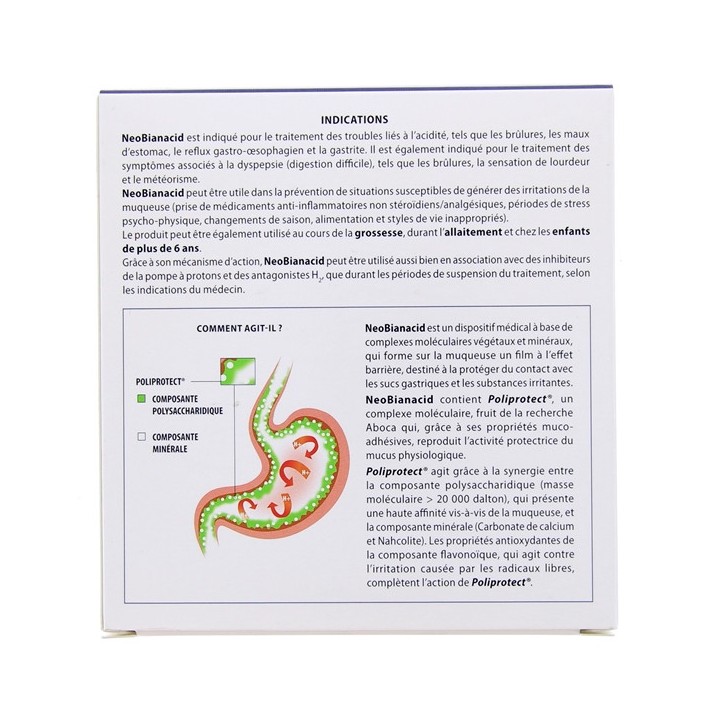 NeoBianacid Acidité, Reflux et Digestion difficile - 20 sachets - Aboca