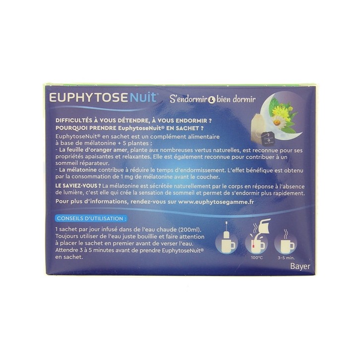 Euphytose Nuit - 20 sachets - Bayer - Complément alimentaire - Sommeil