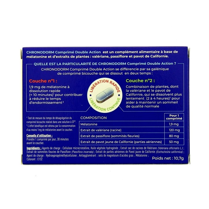 Chronodorm Comprimé Double Action 1,9mg - 15 comprimés bicouches -  Iprad