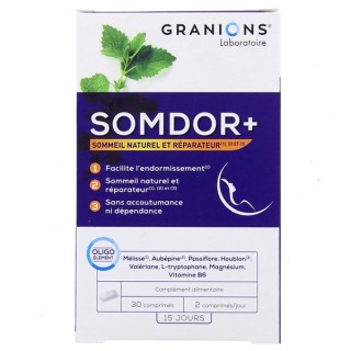 Somdor+ Sommeil Naturel & Réparateur - 30 comprimés - Granions - Stress, sommeil, concentration
