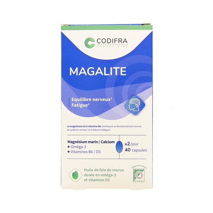 Magalite Fatigue & Equilibre - 40 capsules - Codifra - Stress, sommeil, concentration