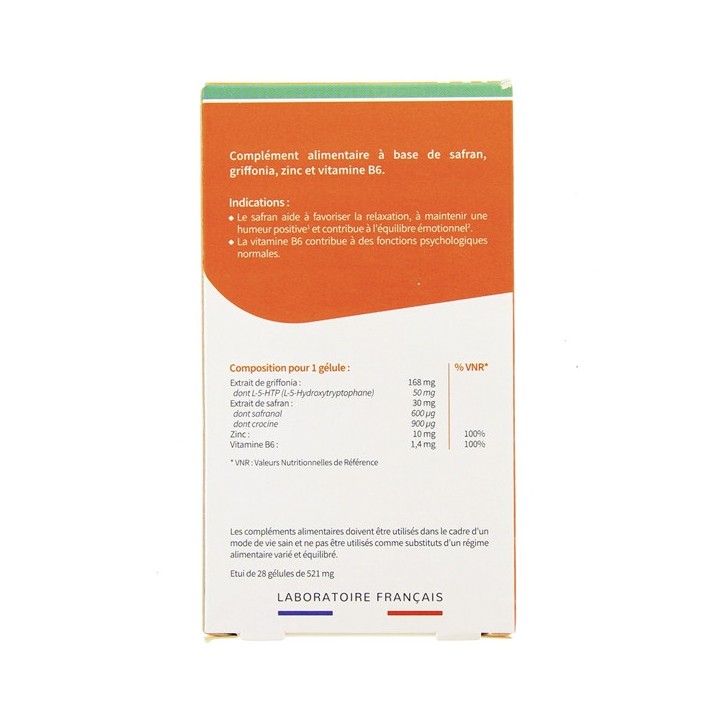 Safralite 30mg - Humeur - 28 gélules - Codifra - Stress, sommeil, concentration