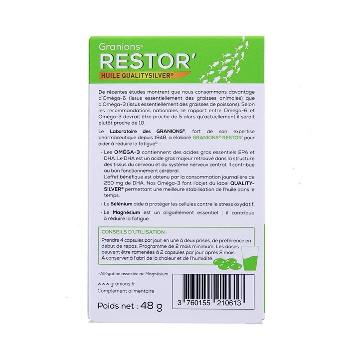 Restor' Granions - 60 capsules - Stress, sommeil, concentration