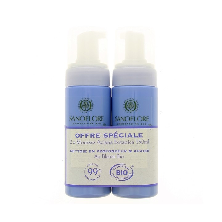 Mousse d’eau nettoyante Aciana botanica - 2x150ml - Sanoflore