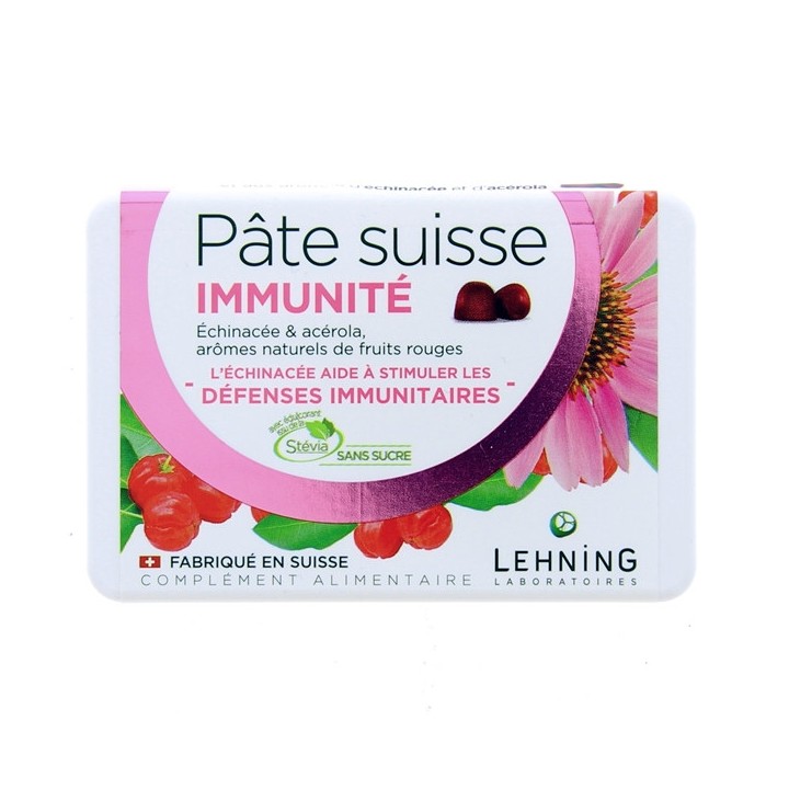 Pâte Suisse Défenses immunitaires Lehning - Echinacée et Acerola - 40 gommes