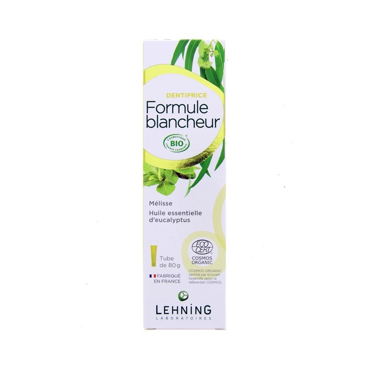 Dentifrice Bio - Formule Blancheur - Tube de 80g - Lehning