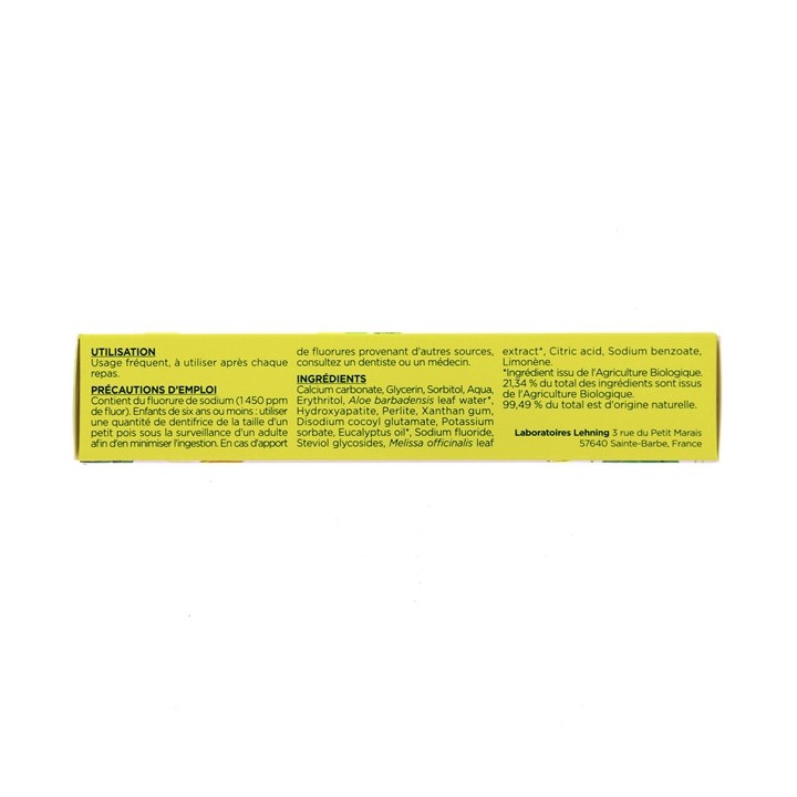 Dentifrice Bio - Formule Blancheur - Tube de 80g - Lehning