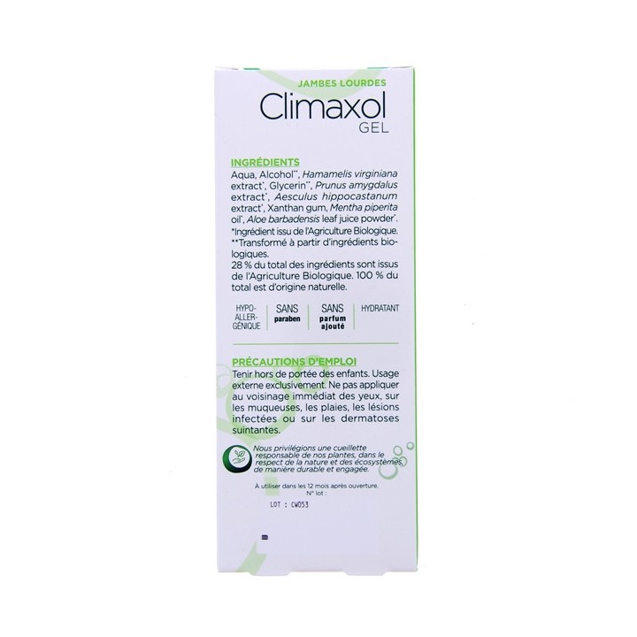 Climaxol Jambes Lourdes Gel Bio - 125ml - Lehning