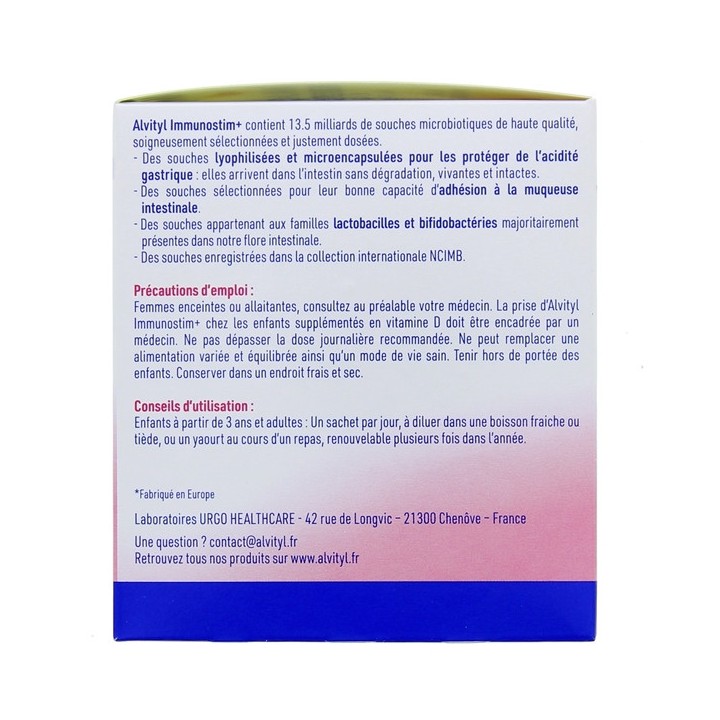 Immunostim+ Probiotiques Défenses immunitaires - 30 sticks Vanille - Alvityl - Défenses immunitaires