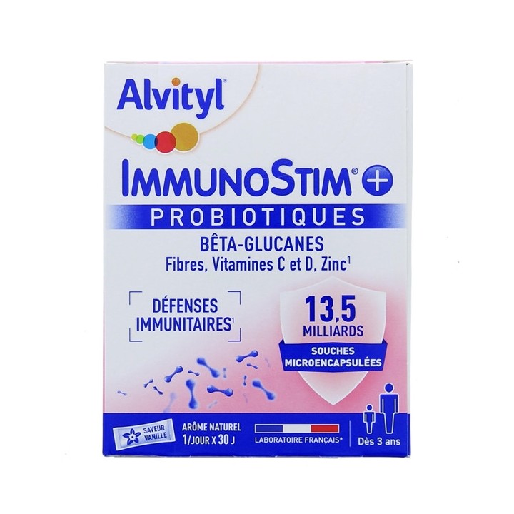 Immunostim+ Probiotiques Défenses immunitaires - 30 sticks Vanille - Alvityl - Défenses immunitaires