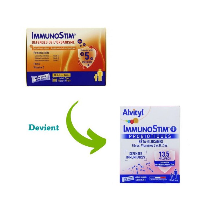 Immunostim+ Probiotiques Défenses immunitaires - 30 sticks Vanille - Alvityl - Défenses immunitaires