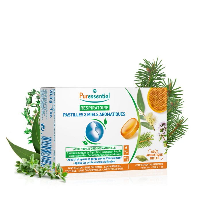 Respiratoire Pastilles 3 Miels Aromatiques x18 Puressentiel - IllicoPharma