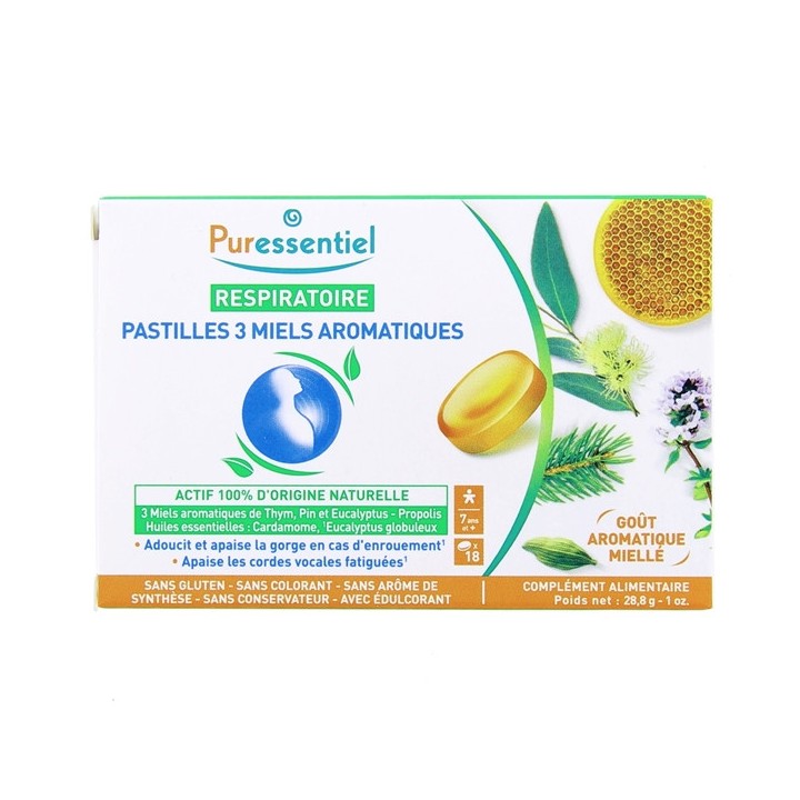 Respiratoire Pastilles 3 Miels Aromatiques x18 Puressentiel - IllicoPharma