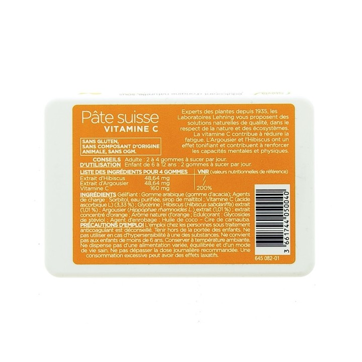 Pâte Suisse Vitamine C - 40 gommes - Lehning