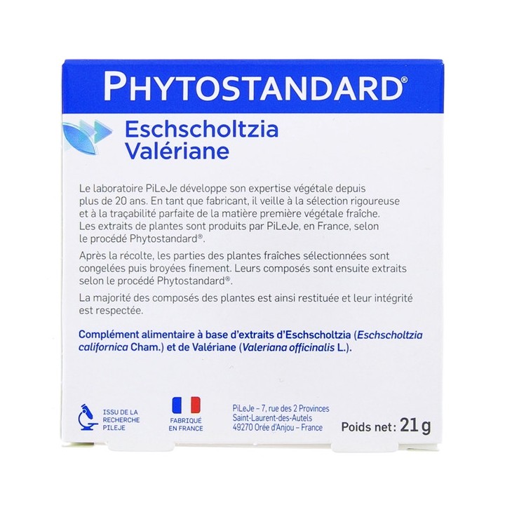 Phytostandard Eschscholtzia Valériane - 30 comprimés - Pileje - Phytonutrition