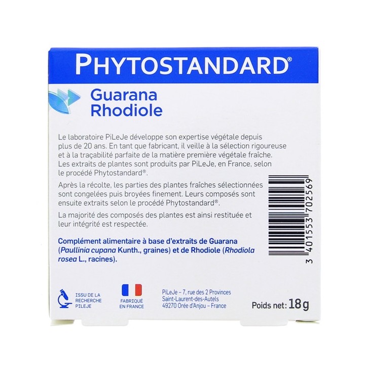 Phytostandard Guarana Rhodiole - 30 comprimés - Pileje - Phytonutrition