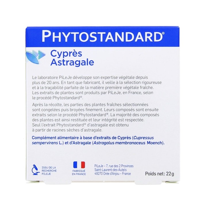 Phytostandard Cyprès Astragale - 30 comprimés - Pileje - Phytonutrition