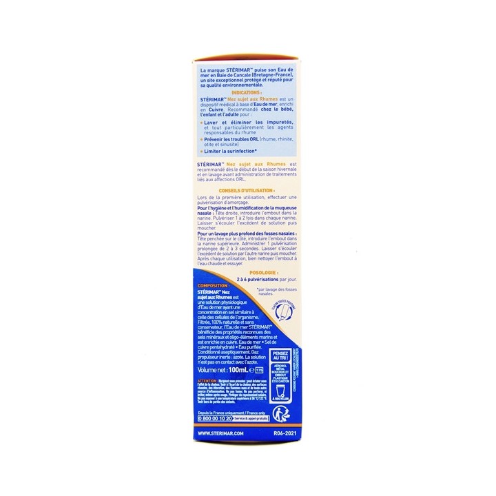 Sterimar Nez Sujet au rhumes Cuivre - 100ml - Hygiène du nez