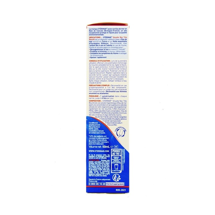 Stérimar Sinusite Nez très bouché - 50ml - Hygiène du nez