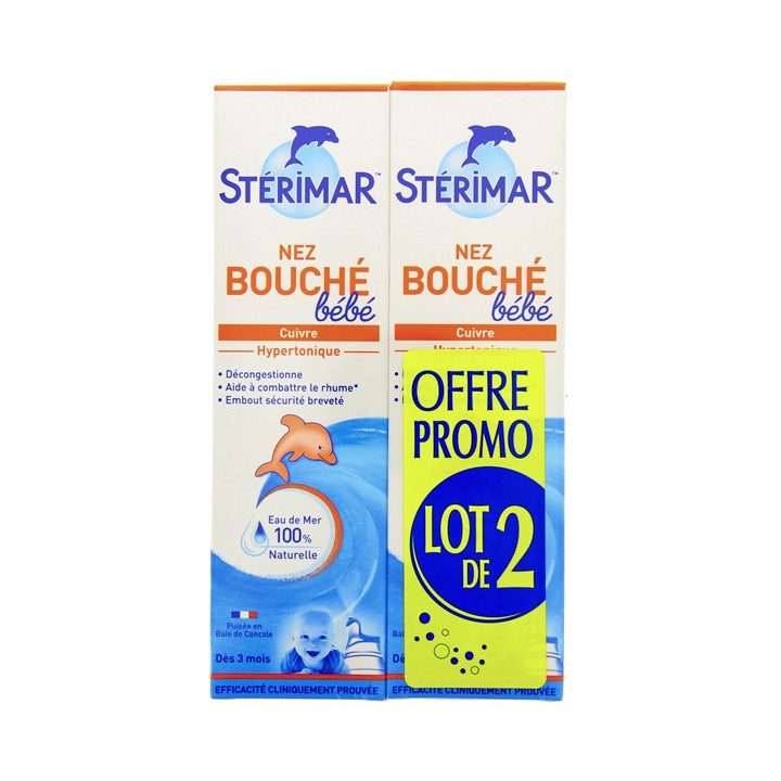 Stérimar Bébé Nez bouché - 2x100ml - Soins nez, yeux, oreilles du bébé