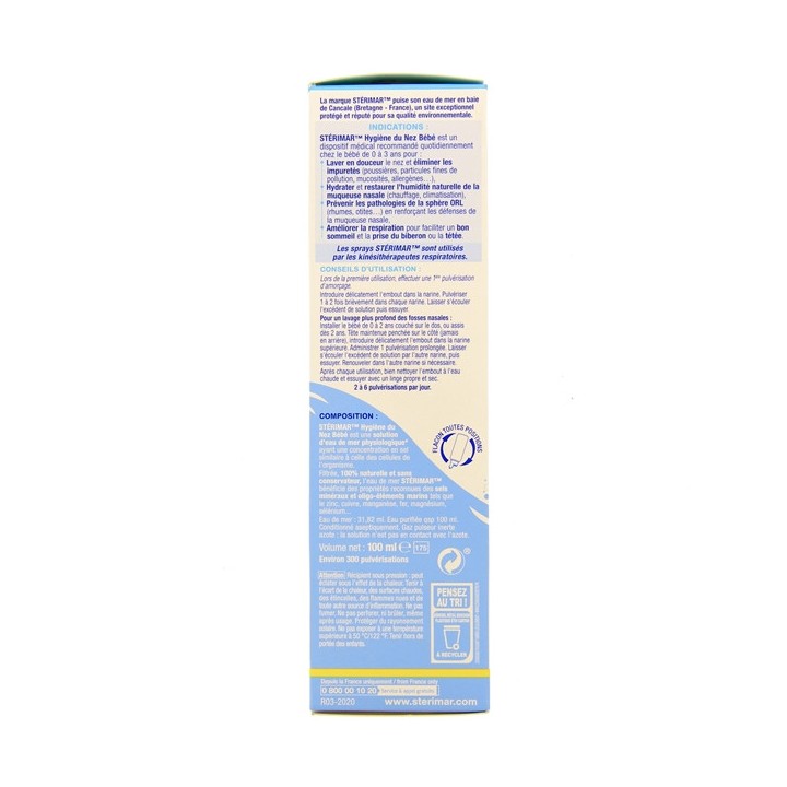 Stérimar Bébé Hygiène du nez 100ml - Soins nez, yeux, oreilles du bébé