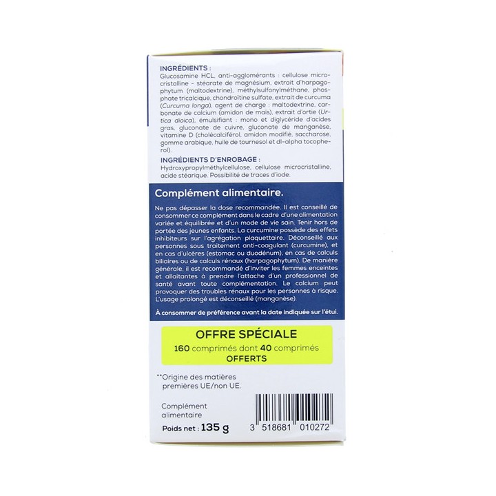 Chondrosteo Fort Articulations - 160 comprimés - Laboratoire des Granions - Douleurs - Illicopharma