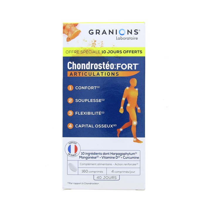 Chondrosteo Fort Articulations - 160 comprimés - Laboratoire des Granions - Douleurs - Illicopharma