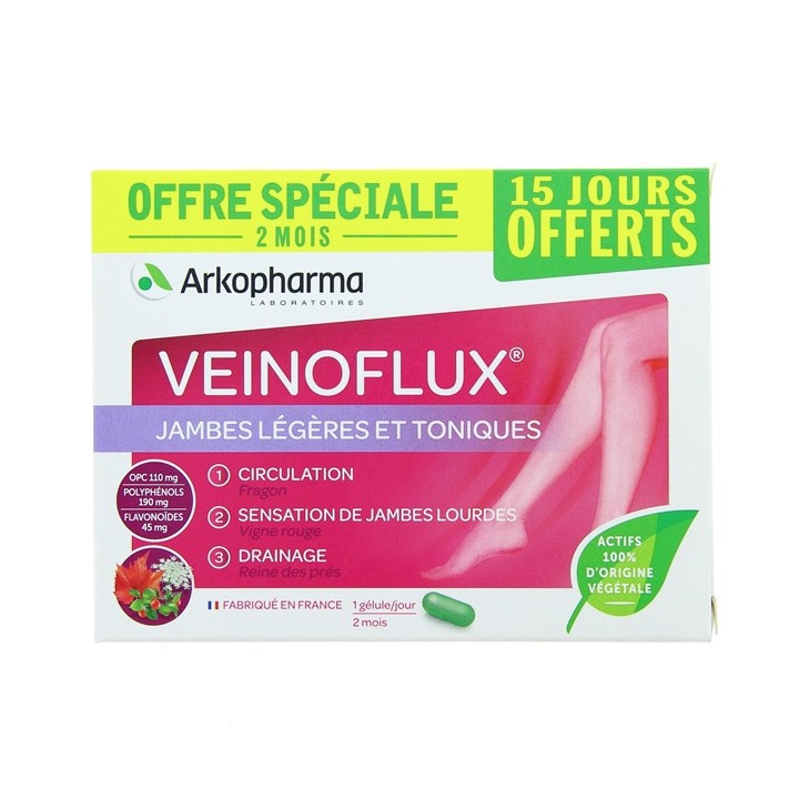 Veinoflux - offre spéciale 60 gélules - Arkopharma - Jambes légères - IllicoPharma