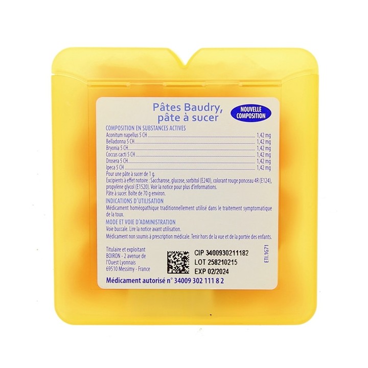 Pâtes pectorales Baudry 70g - Médicament homéopathique Boiron - IllicoPharma
