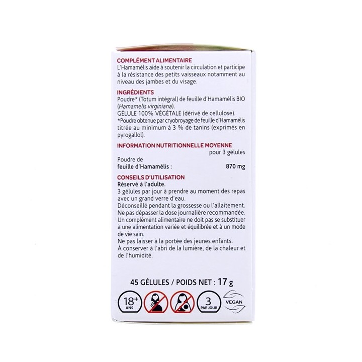 Arkogélules Hamamélis Bio - 45 gélules - Arkopharma - IllicoPharma