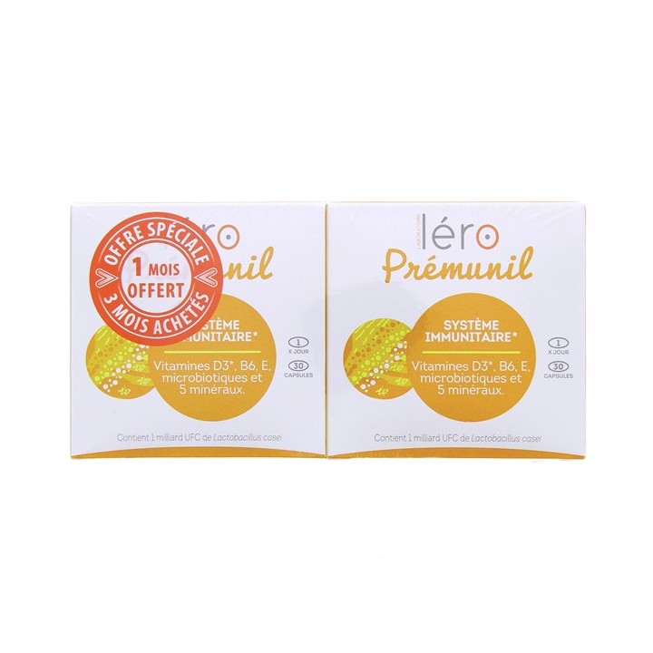 Léro Prémunil Système Immunitaire - 4x30 capsules dont 1 mois offert - IllicoPharma