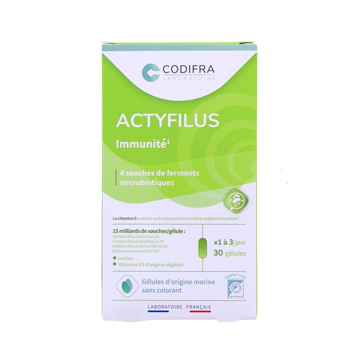 Actyfilus Immunité 30 gélules - Codifra - Digestion, transit - IllicoPharma