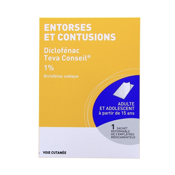 Diclofenac 1% emplâtres - Teva Conseil - Douleurs articulaires et musculaires - IllicoPharma