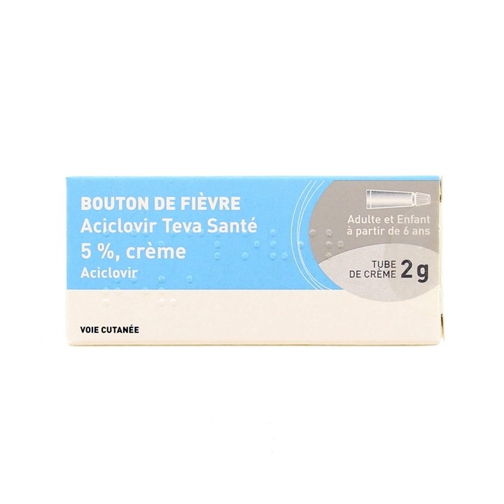 Aciclovir Teva 5% Crème 2g, Herpès, verrues, cors, e-Pharmacie IllicoPharma