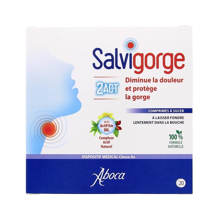Salvigorge 2Act - 20 comprimés à sucer - Aboca - Maux de gorge - IllicoPharma