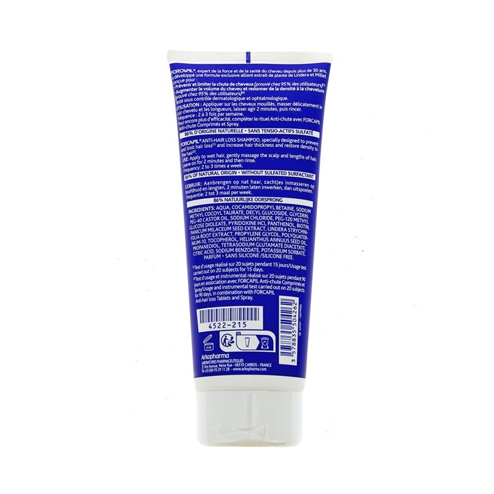 Forcapil Shampoing Anti-chute - Tube de 200ml - Arkopharma - IllicoPharma