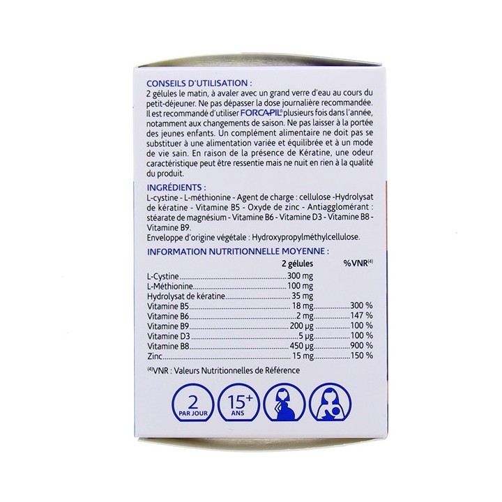 Forcapil Fortifiant Kératine+ - 60 gélules - Arkopharma - Illicopharma