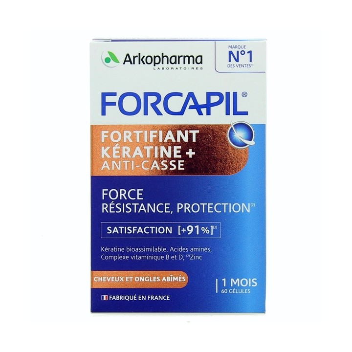 Forcapil Fortifiant Kératine+ - 60 gélules - Arkopharma - Illicopharma