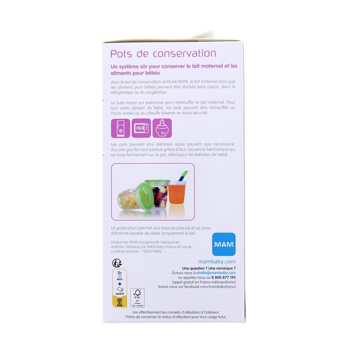 Pot de conservation - 5 pots de 120ml - MAM - Accessoires bébé - Pharmacie en ligne IllicoPharma