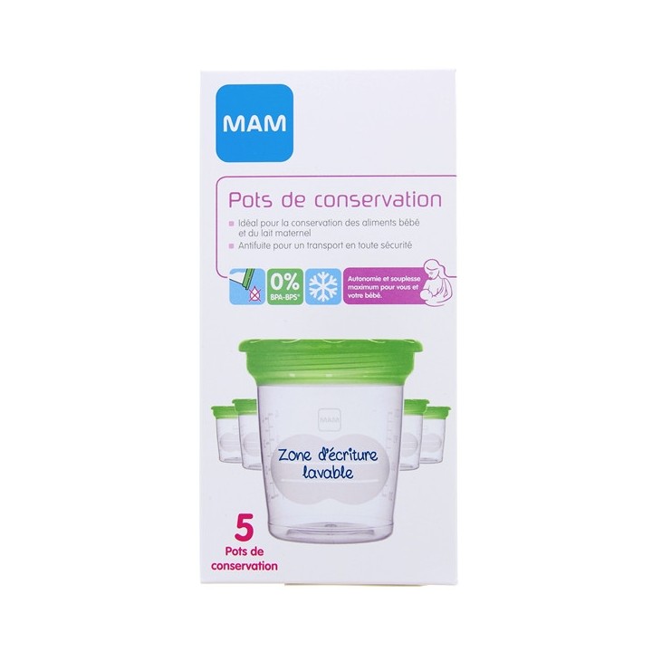 Pot de conservation - 5 pots de 120ml - MAM - Accessoires bébé - Pharmacie en ligne IllicoPharma