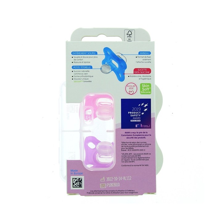 Comfort 2 Sucettes silicone - 0-2 mois - Rose - MAM - IllicoPharma