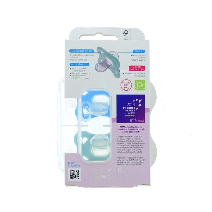 Comfort 2 Sucettes silicone - 2-6 mois - Bleu - MAM - IllicoPharma