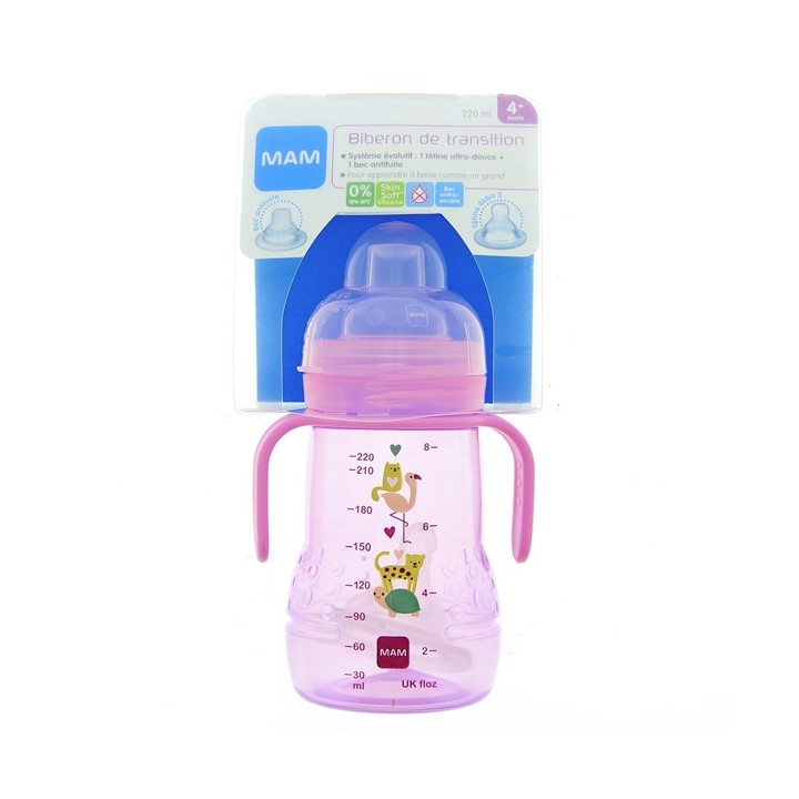 Biberon de transition Rose - 220ml - MAM - IllicoPharma
