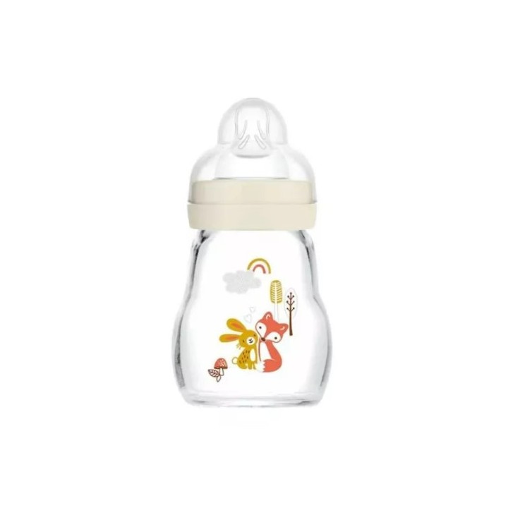 Biberon verre - Débit 1 - Forêt Lin - 170ml - MAM