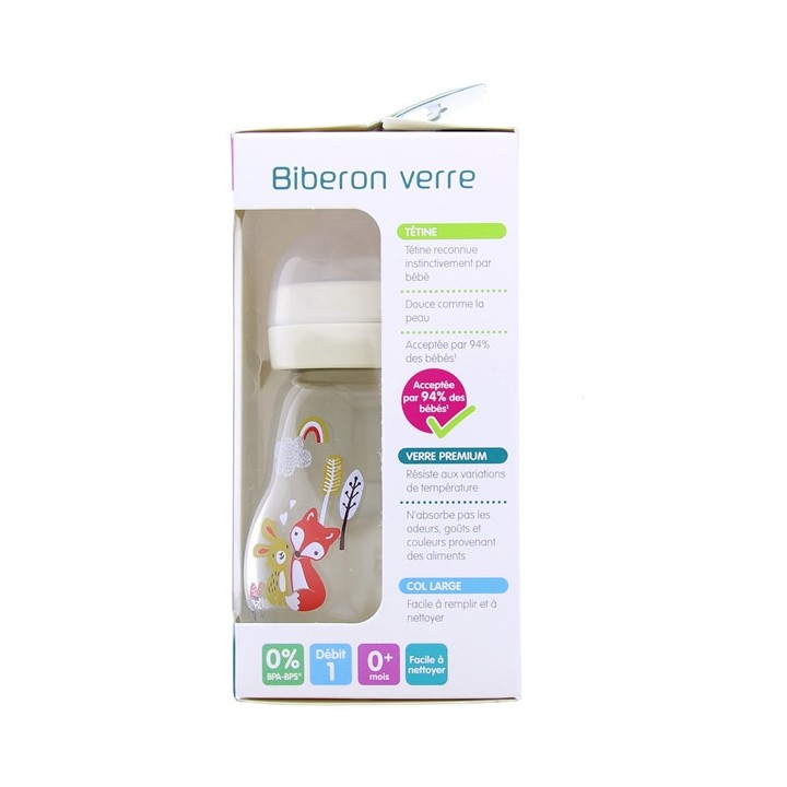 Biberon verre - Débit 1 - Forêt Lin - 170ml - MAM