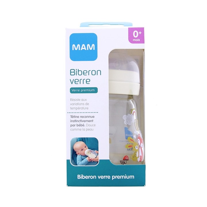 Biberon verre - Débit 1 - Forêt Lin - 170ml - MAM